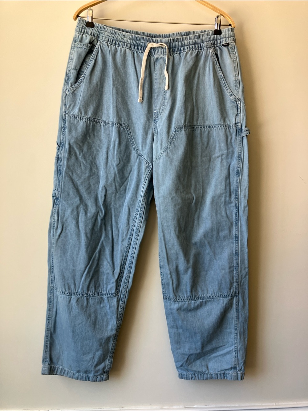 VANS Baggy Tapered Fit Carpenter’s Pull-On Drawstring Pants Light Blue Size XL